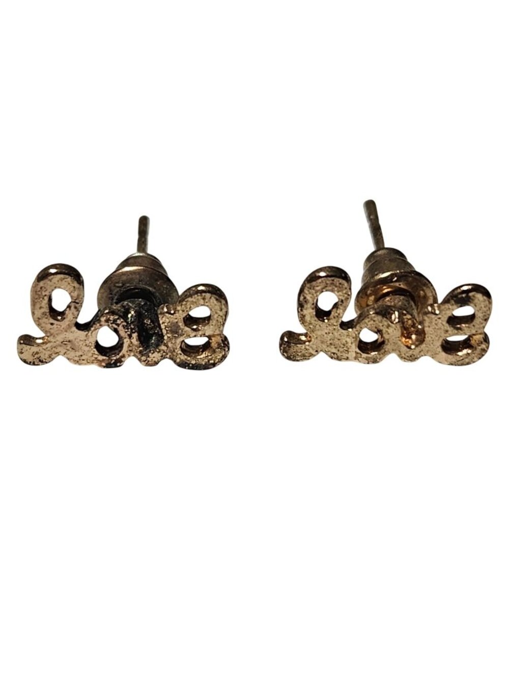 Love Script Stud Earrings Elegant Gold Tone Fashion Jewelry Gift for Her Women